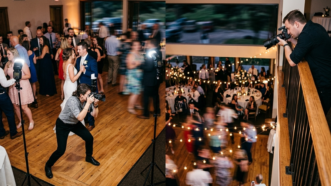 Lead photographer and second shooter covering a wedding reception